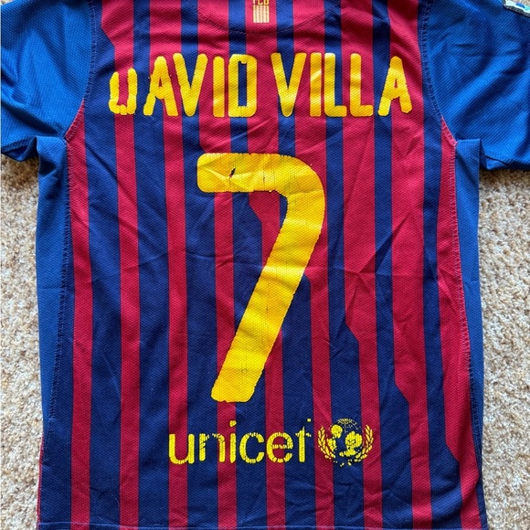 FCB BARCELONA DAVID VILLA JERSEY Nike Authentic Youth Small No Size Tag See Pics - Picture 6 of 7